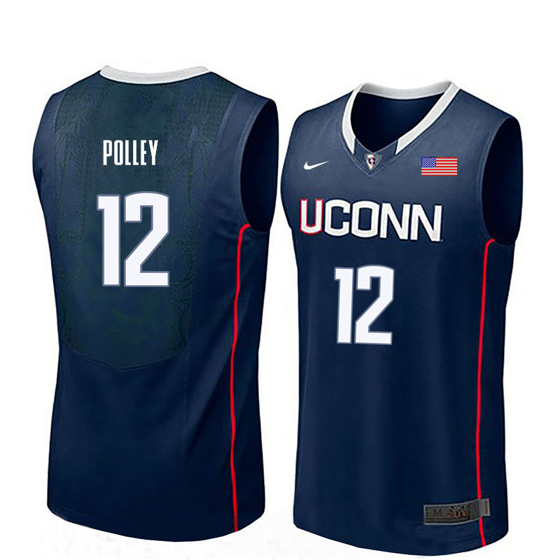 Men Uconn Huskies #12 Tyler Polley College Basketball Jerseys-Navy - Click Image to Close